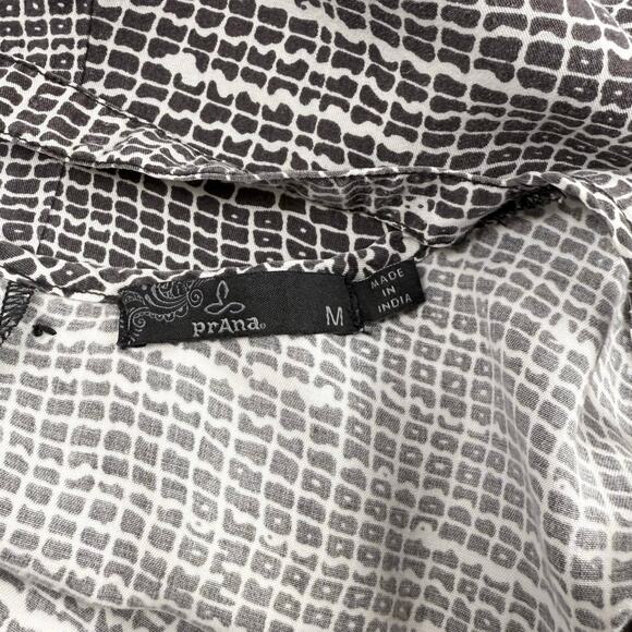 Prana Women's Selene Printed Handkerchief Hem Midi Dress Medium Black - Picture 3 of 13